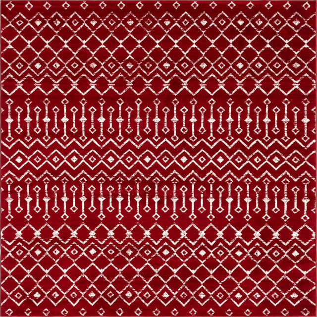 Red 7' 10 x 7' 10 Moroccan Trellis Square Area Rug 100% Polypropylene Easy Clean Geometric Traditional Carpet for Interior Design Home Decor for Sale at Rug Engine