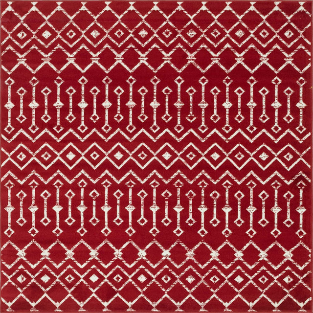 Red 6' 1 x 6' 1 Moroccan Trellis Square Area Rug 100% Polypropylene Easy Clean Geometric Traditional Carpet for Interior Design Home Decor for Sale at Rug Engine