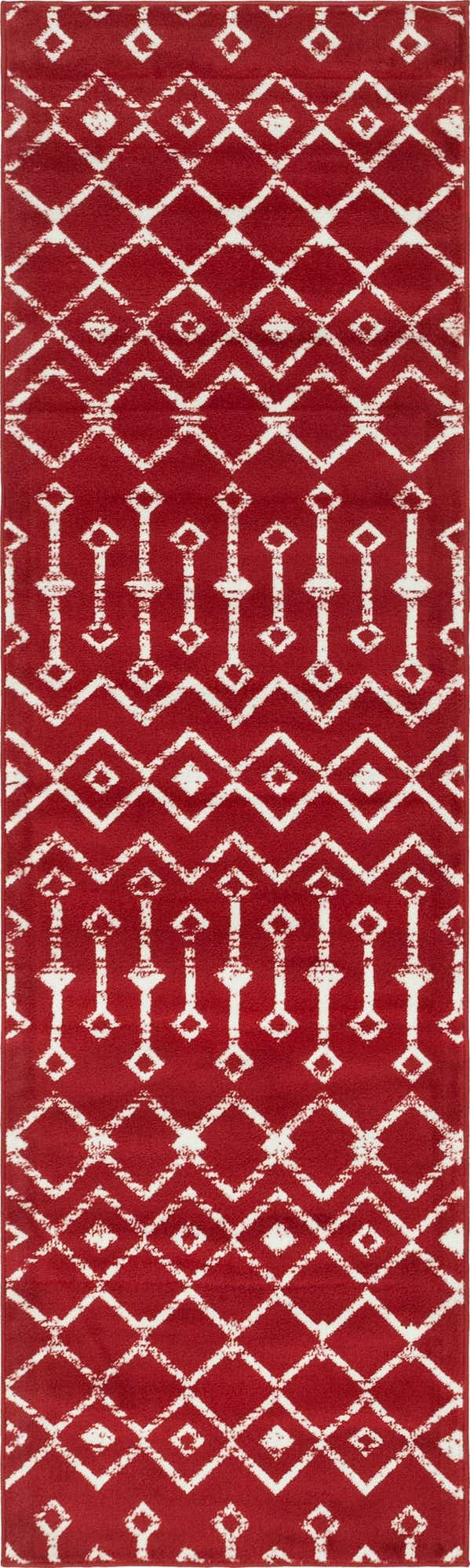 Red 2' 6 x 8' 2 Moroccan Trellis Runner Area Rug 100% Polypropylene Easy Clean Geometric Traditional Carpet for Interior Design Home Decor for Sale at Rug Engine
