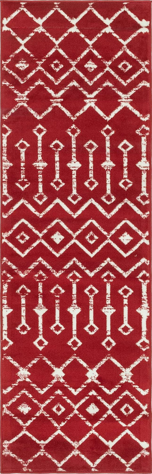 Red 2' x 6' 7 Moroccan Trellis Runner Area Rug 100% Polypropylene Easy Clean Geometric Traditional Carpet for Interior Design Home Decor for Sale at Rug Engine