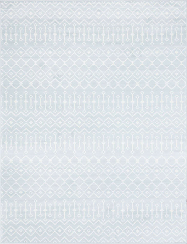 Light Blue 9' x 12' Moroccan Trellis Rectangle Area Rug 100% Polypropylene Easy Clean Geometric Traditional Carpet for Interior Design Home Decor for Sale at Rug Engine