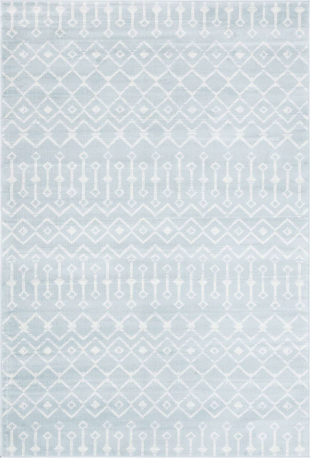 Light Blue 6' 1 x 9' Moroccan Trellis Rectangle Area Rug 100% Polypropylene Easy Clean Geometric Traditional Carpet for Interior Design Home Decor for Sale at Rug Engine