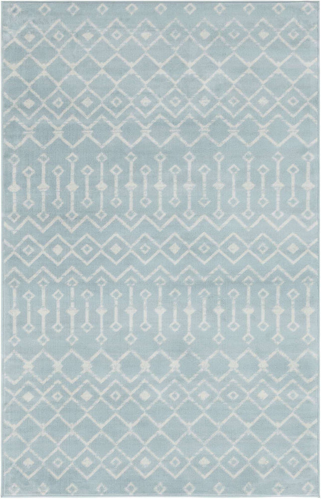 Light Blue 5' 3 x 8' Moroccan Trellis Rectangle Area Rug 100% Polypropylene Easy Clean Geometric Traditional Carpet for Interior Design Home Decor for Sale at Rug Engine