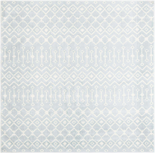 Light Blue 7' 10 x 7' 10 Moroccan Trellis Square Area Rug 100% Polypropylene Easy Clean Geometric Traditional Carpet for Interior Design Home Decor for Sale at Rug Engine