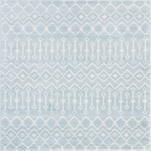Light Blue 6' 1 x 6' 1 Moroccan Trellis Square Area Rug 100% Polypropylene Easy Clean Geometric Traditional Carpet for Interior Design Home Decor for Sale at Rug Engine