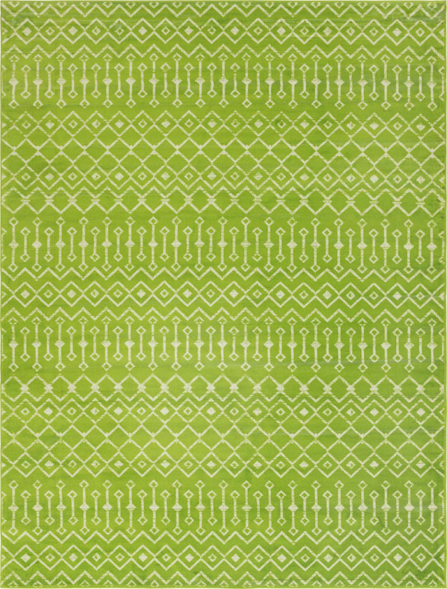 Green 9' x 12' Moroccan Trellis Rectangle Area Rug 100% Polypropylene Easy Clean Geometric Traditional Carpet for Interior Design Home Decor for Sale at Rug Engine