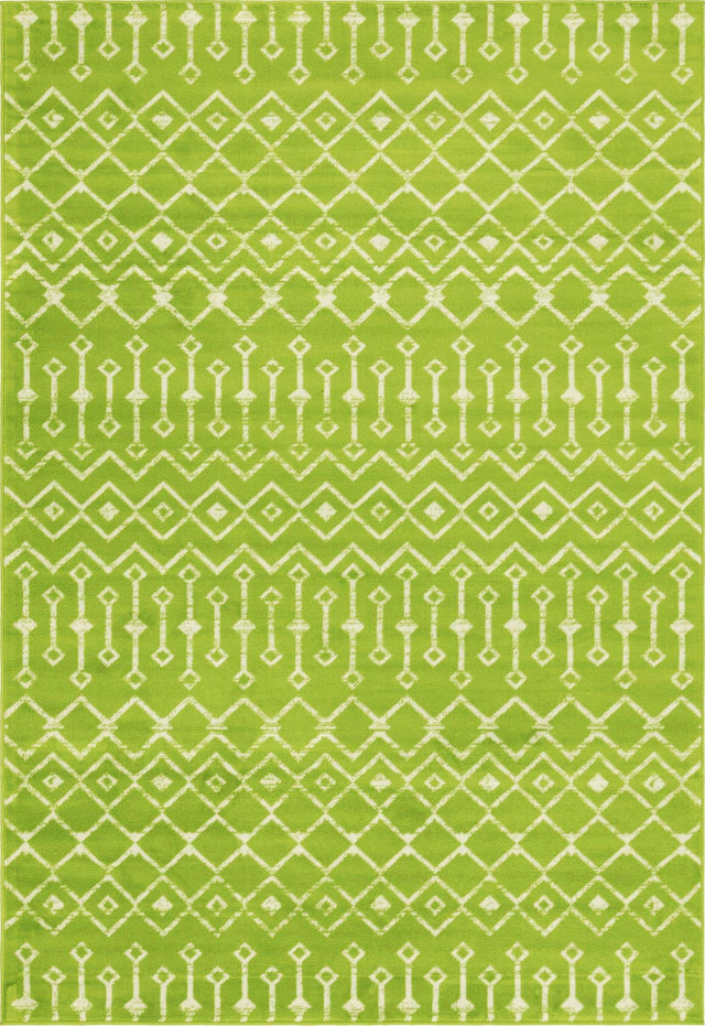 Green 6' 1 x 9' Moroccan Trellis Rectangle Area Rug 100% Polypropylene Easy Clean Geometric Traditional Carpet for Interior Design Home Decor for Sale at Rug Engine