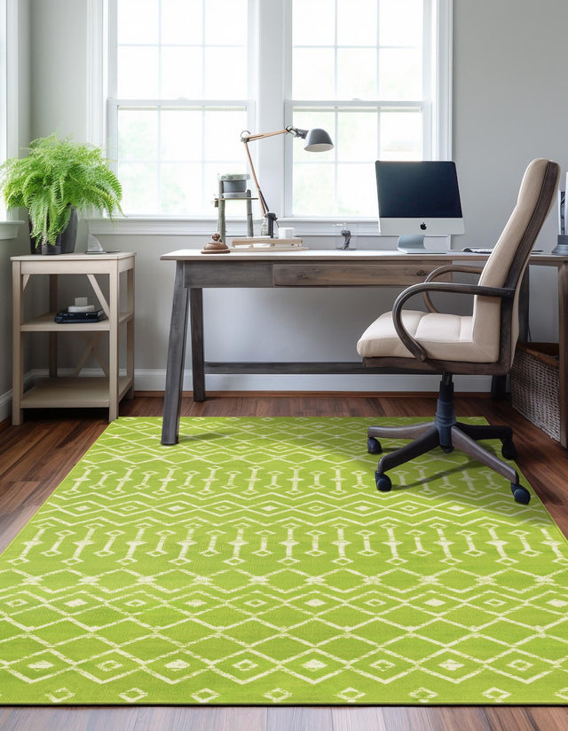 Green 7' 1 x 10' Moroccan Trellis Rectangle Area Rug 100% Polypropylene Easy Clean Geometric Traditional Carpet for Interior Design Home Decor for Sale at Rug Engine