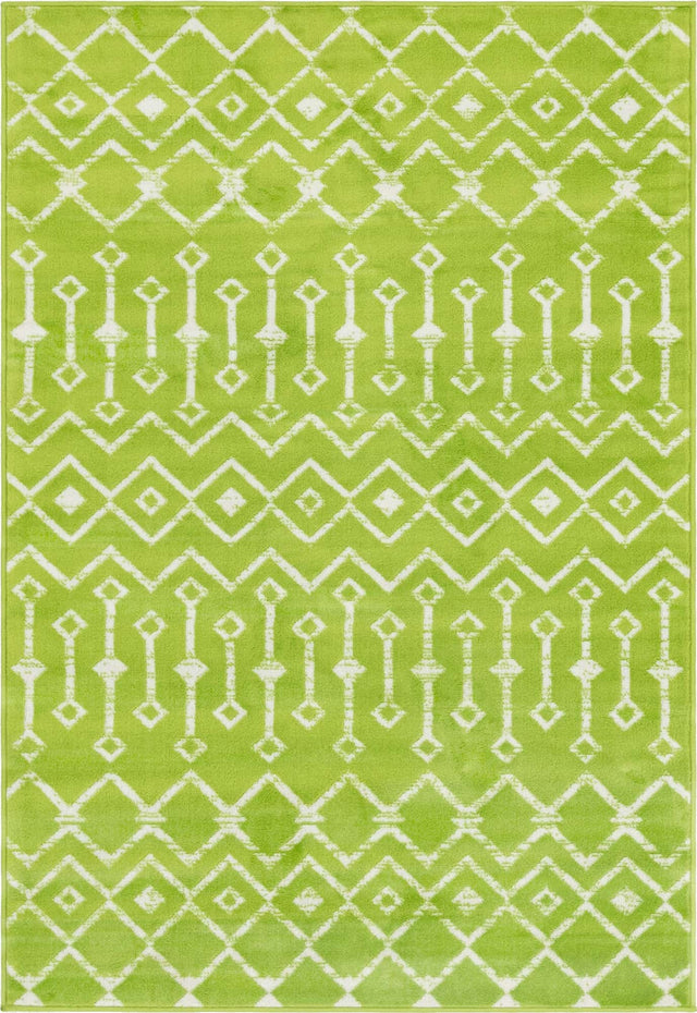 Green 4' 1 x 6' 1 Moroccan Trellis Rectangle Area Rug 100% Polypropylene Easy Clean Geometric Traditional Carpet for Interior Design Home Decor for Sale at Rug Engine