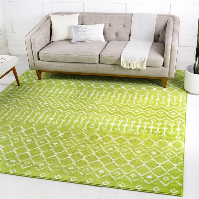 Green 6' 1 x 6' 1 Moroccan Trellis Square Area Rug 100% Polypropylene Easy Clean Geometric Traditional Carpet for Interior Design Home Decor for Sale at Rug Engine