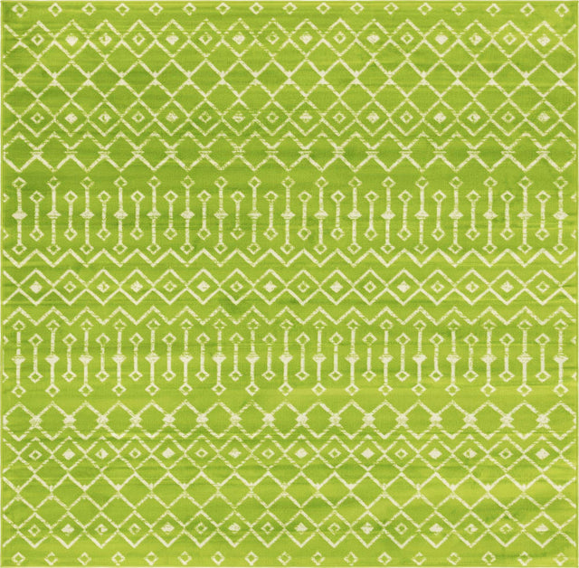 Green 7' 10 x 7' 10 Moroccan Trellis Square Area Rug 100% Polypropylene Easy Clean Geometric Traditional Carpet for Interior Design Home Decor for Sale at Rug Engine
