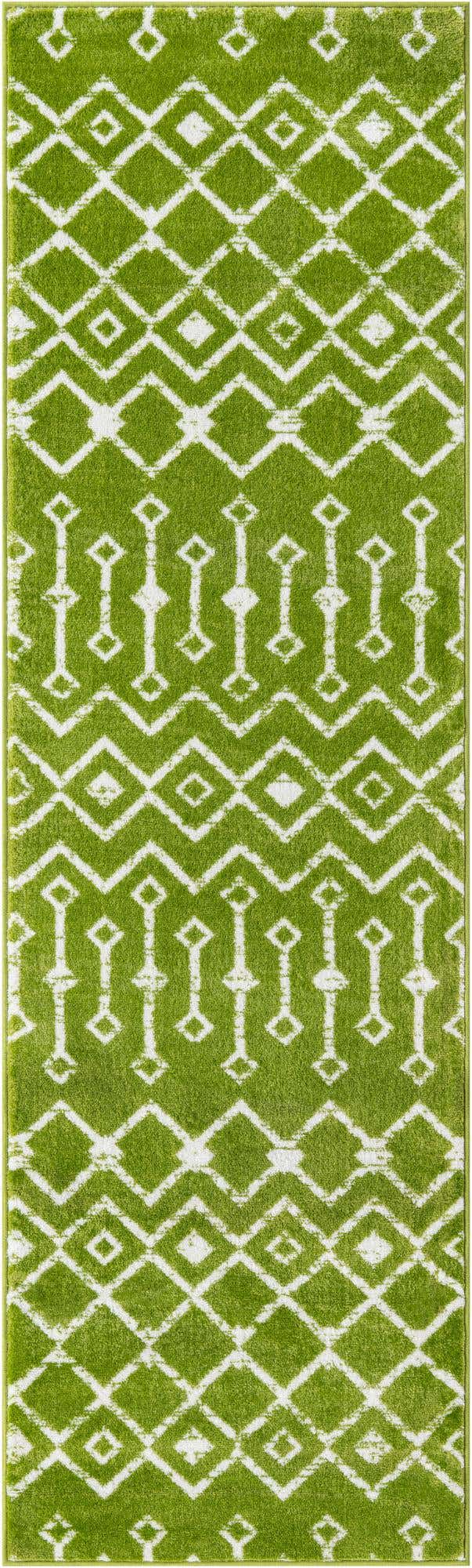 Green 2' 6 x 8' 2 Moroccan Trellis Runner Area Rug 100% Polypropylene Easy Clean Geometric Traditional Carpet for Interior Design Home Decor for Sale at Rug Engine