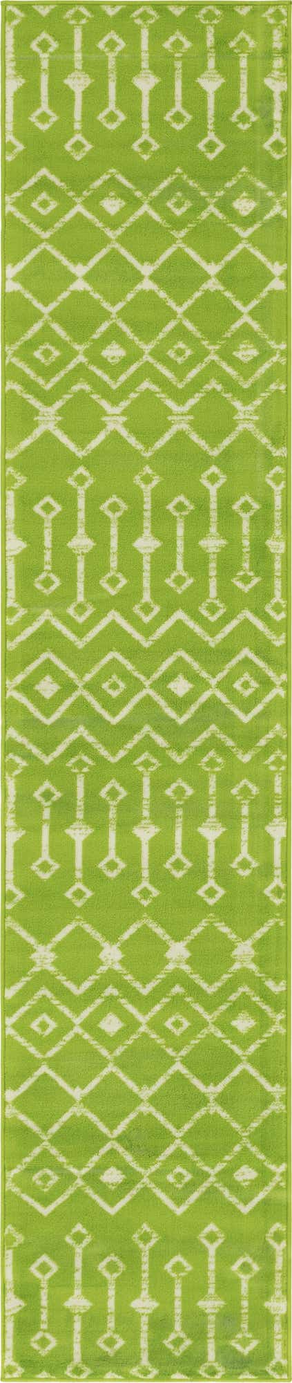 Green 2' x 9' 10 Moroccan Trellis Runner Area Rug 100% Polypropylene Easy Clean Geometric Traditional Carpet for Interior Design Home Decor for Sale at Rug Engine