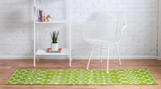 Green 2' 6 x 8' 2 Moroccan Trellis Runner Area Rug 100% Polypropylene Easy Clean Geometric Traditional Carpet for Interior Design Home Decor for Sale at Rug Engine