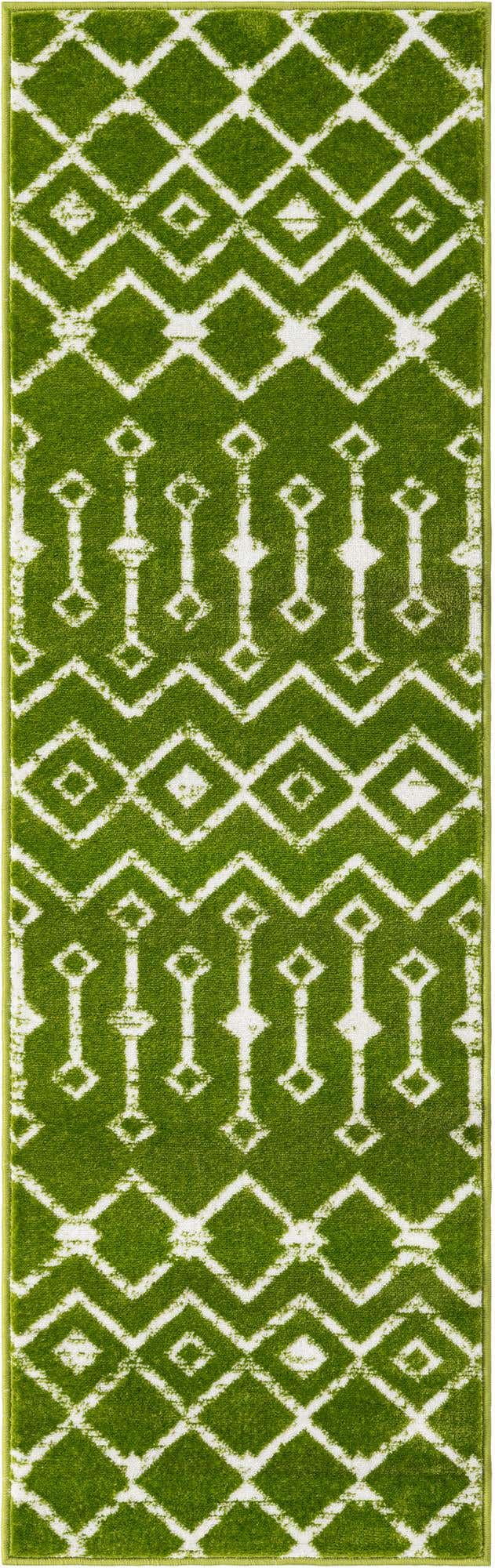 Green 2' x 6' 7 Moroccan Trellis Runner Area Rug 100% Polypropylene Easy Clean Geometric Traditional Carpet for Interior Design Home Decor for Sale at Rug Engine
