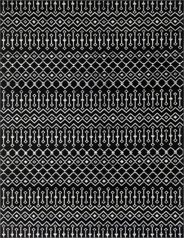 Black 10' x 13' 1 Moroccan Trellis Rectangle Area Rug 100% Polypropylene Easy Clean Geometric Traditional Carpet for Interior Design Home Decor for Sale at Rug Engine