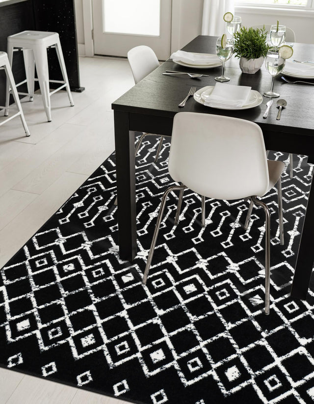 Black 3' 1 x 5' 3 Moroccan Trellis Rectangle Area Rug 100% Polypropylene Easy Clean Geometric Traditional Carpet for Interior Design Home Decor for Sale at Rug Engine