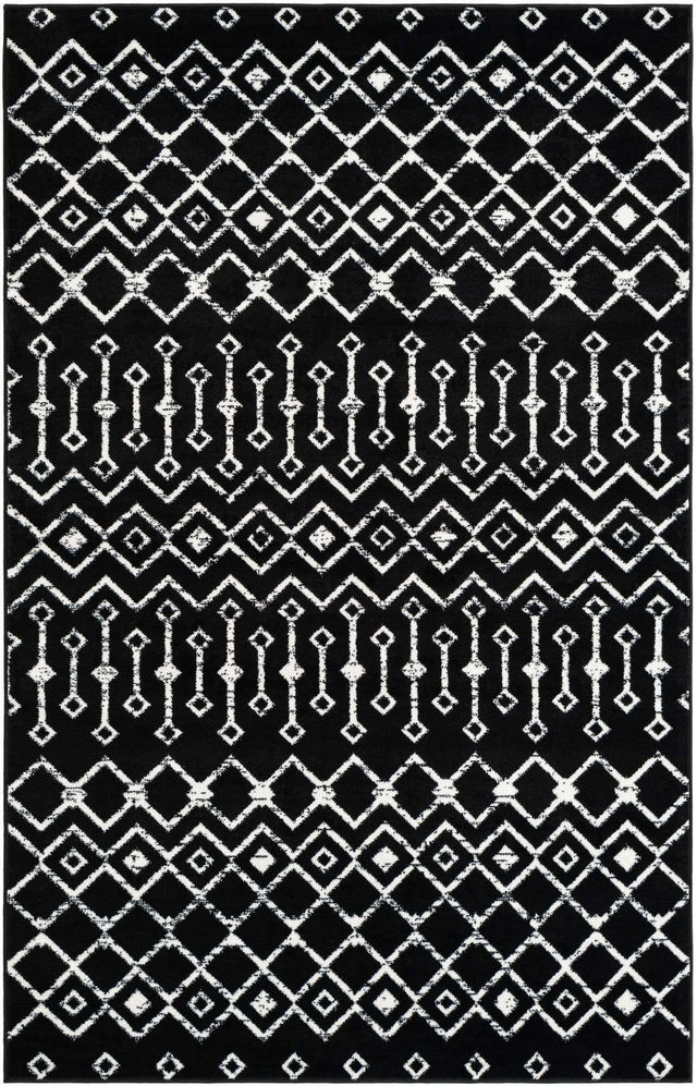 Black 5' 3 x 8' Moroccan Trellis Rectangle Area Rug 100% Polypropylene Easy Clean Geometric Traditional Carpet for Interior Design Home Decor for Sale at Rug Engine