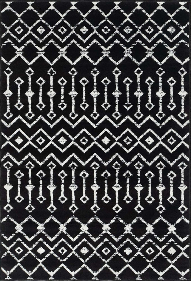Black 4' 1 x 6' 1 Moroccan Trellis Rectangle Area Rug 100% Polypropylene Easy Clean Geometric Traditional Carpet for Interior Design Home Decor for Sale at Rug Engine
