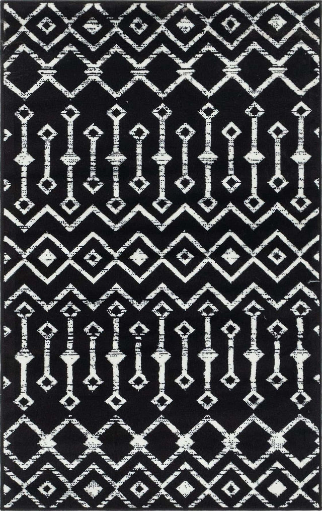 Black 2' x 3' 1 Moroccan Trellis Rectangle Area Rug 100% Polypropylene Easy Clean Geometric Traditional Carpet for Interior Design Home Decor for Sale at Rug Engine