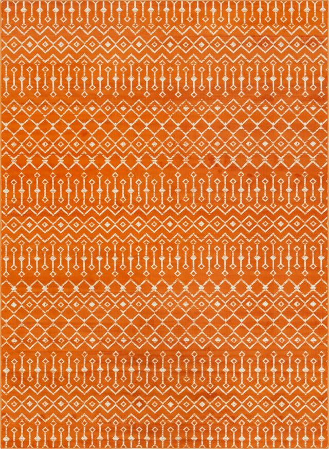 Orange 10' x 13' 1 Moroccan Trellis Rectangle Area Rug 100% Polypropylene Easy Clean Geometric Traditional Carpet for Interior Design Home Decor for Sale at Rug Engine
