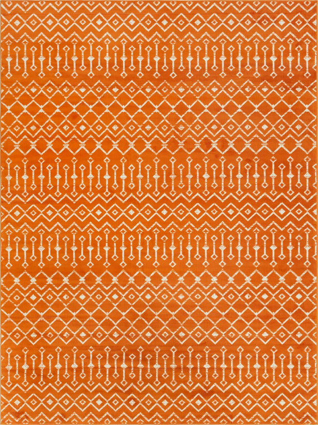 Orange 9' x 12' Moroccan Trellis Rectangle Area Rug 100% Polypropylene Easy Clean Geometric Traditional Carpet for Interior Design Home Decor for Sale at Rug Engine