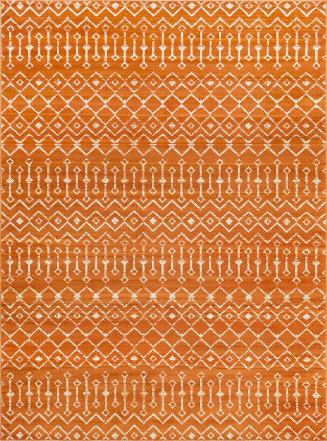 Orange 7' 10 x 11' Moroccan Trellis Rectangle Area Rug 100% Polypropylene Easy Clean Geometric Traditional Carpet for Interior Design Home Decor for Sale at Rug Engine