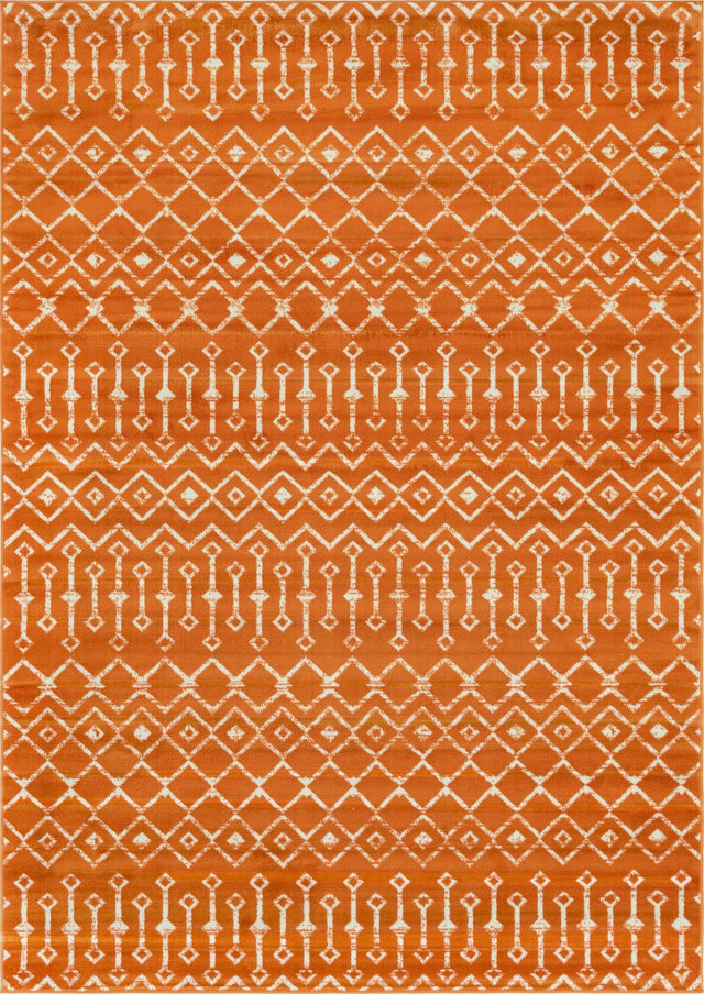 Orange 7' 1 x 10' Moroccan Trellis Rectangle Area Rug 100% Polypropylene Easy Clean Geometric Traditional Carpet for Interior Design Home Decor for Sale at Rug Engine