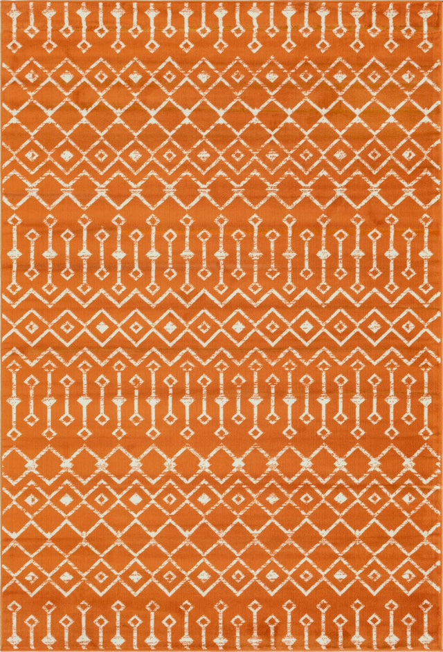 Orange 6' 1 x 9' Moroccan Trellis Rectangle Area Rug 100% Polypropylene Easy Clean Geometric Traditional Carpet for Interior Design Home Decor for Sale at Rug Engine