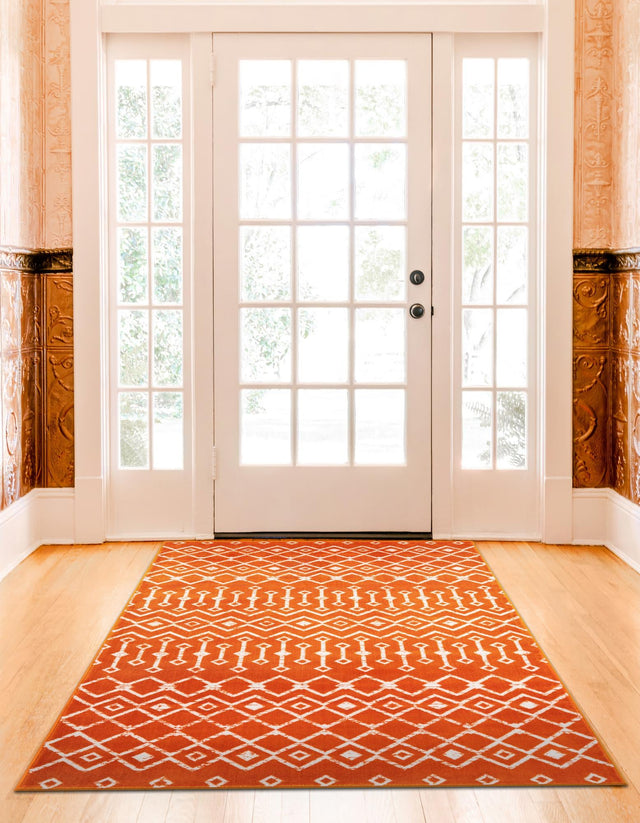 Orange 2' x 3' 1 Moroccan Trellis Rectangle Area Rug 100% Polypropylene Easy Clean Geometric Traditional Carpet for Interior Design Home Decor for Sale at Rug Engine