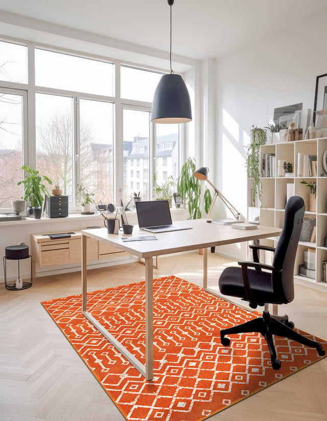 Orange 3' 1 x 5' 3 Moroccan Trellis Rectangle Area Rug 100% Polypropylene Easy Clean Geometric Traditional Carpet for Interior Design Home Decor for Sale at Rug Engine