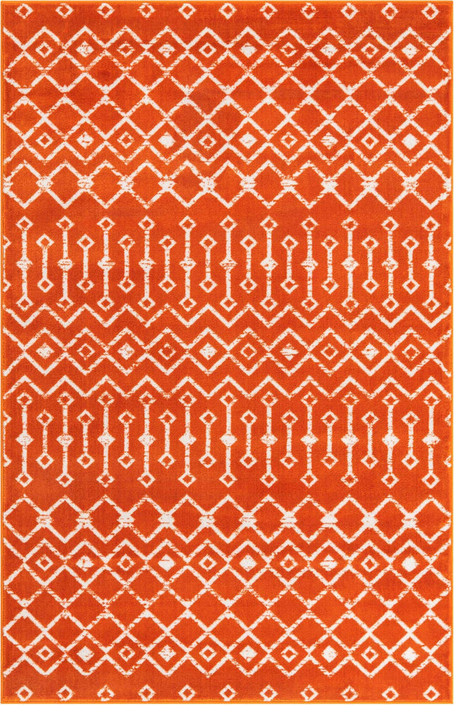 Orange 5' 3 x 8' Moroccan Trellis Rectangle Area Rug 100% Polypropylene Easy Clean Geometric Traditional Carpet for Interior Design Home Decor for Sale at Rug Engine