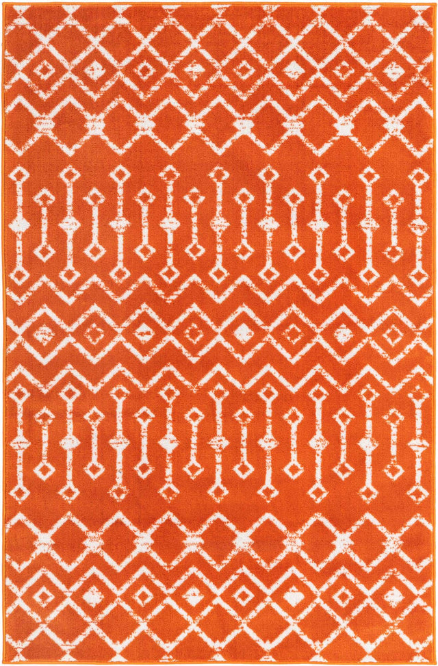 Orange 4' 1 x 6' 1 Moroccan Trellis Rectangle Area Rug 100% Polypropylene Easy Clean Geometric Traditional Carpet for Interior Design Home Decor for Sale at Rug Engine