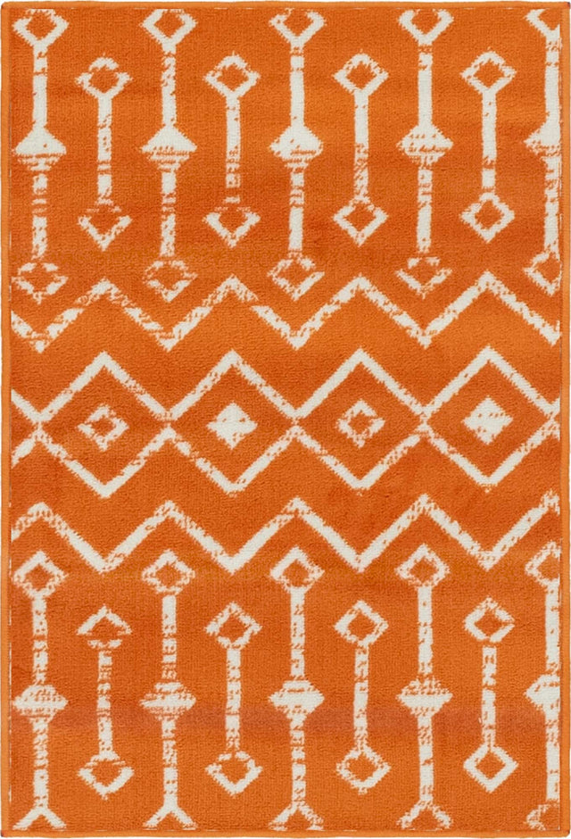 Orange 2' x 3' 1 Moroccan Trellis Rectangle Area Rug 100% Polypropylene Easy Clean Geometric Traditional Carpet for Interior Design Home Decor for Sale at Rug Engine