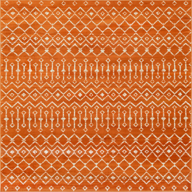 Orange 7' 10 x 7' 10 Moroccan Trellis Square Area Rug 100% Polypropylene Easy Clean Geometric Traditional Carpet for Interior Design Home Decor for Sale at Rug Engine