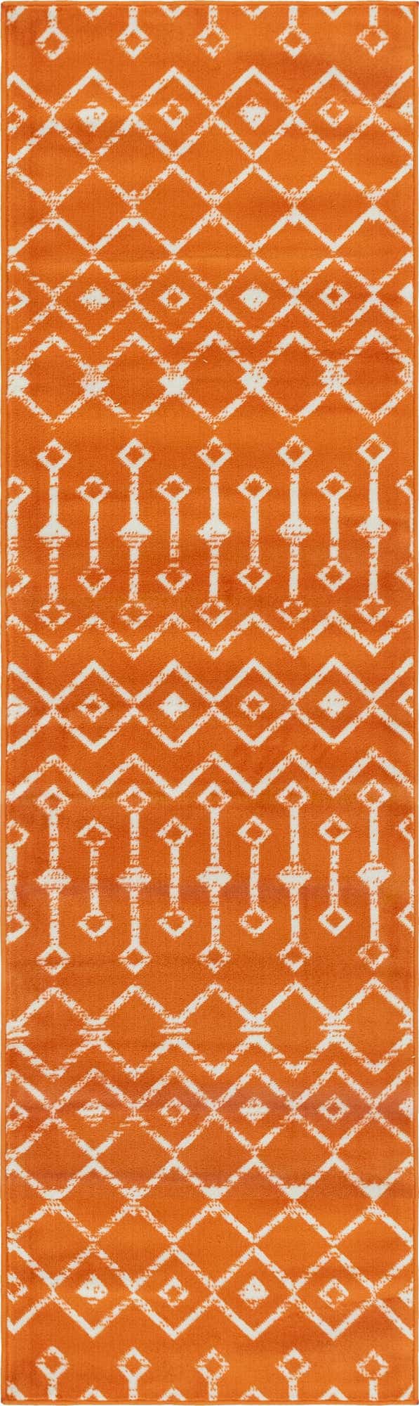 Orange 2' 6 x 8' 2 Moroccan Trellis Runner Area Rug 100% Polypropylene Easy Clean Geometric Traditional Carpet for Interior Design Home Decor for Sale at Rug Engine