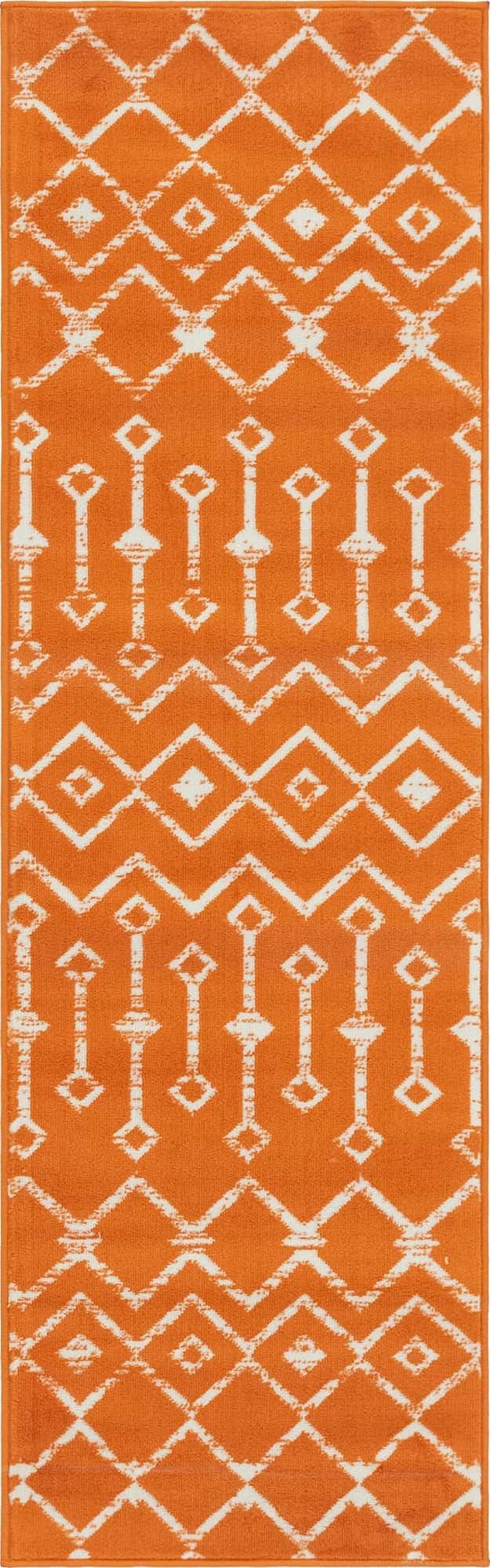Orange 2' x 6' 7 Moroccan Trellis Runner Area Rug 100% Polypropylene Easy Clean Geometric Traditional Carpet for Interior Design Home Decor for Sale at Rug Engine