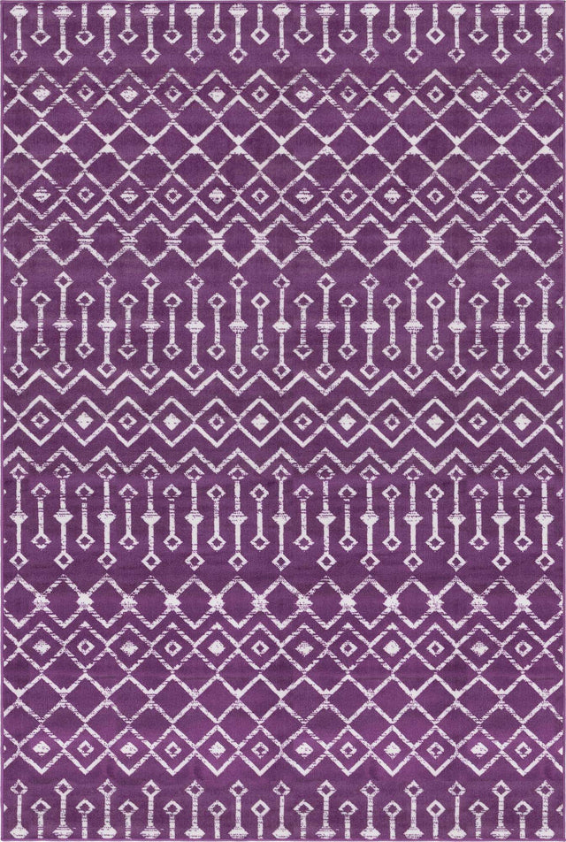 Violet 6' 1 x 9' Moroccan Trellis Rectangle Area Rug 100% Polypropylene Easy Clean Geometric Traditional Carpet for Interior Design Home Decor for Sale at Rug Engine