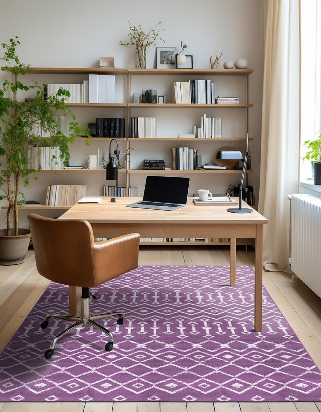 Violet 9' x 12' Moroccan Trellis Rectangle Area Rug 100% Polypropylene Easy Clean Geometric Traditional Carpet for Interior Design Home Decor for Sale at Rug Engine