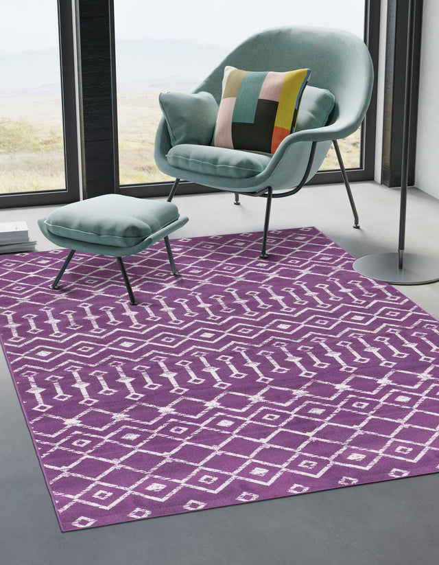 Violet 7' 10 x 10' Moroccan Trellis Rectangle Area Rug 100% Polypropylene Easy Clean Geometric Traditional Carpet for Interior Design Home Decor for Sale at Rug Engine