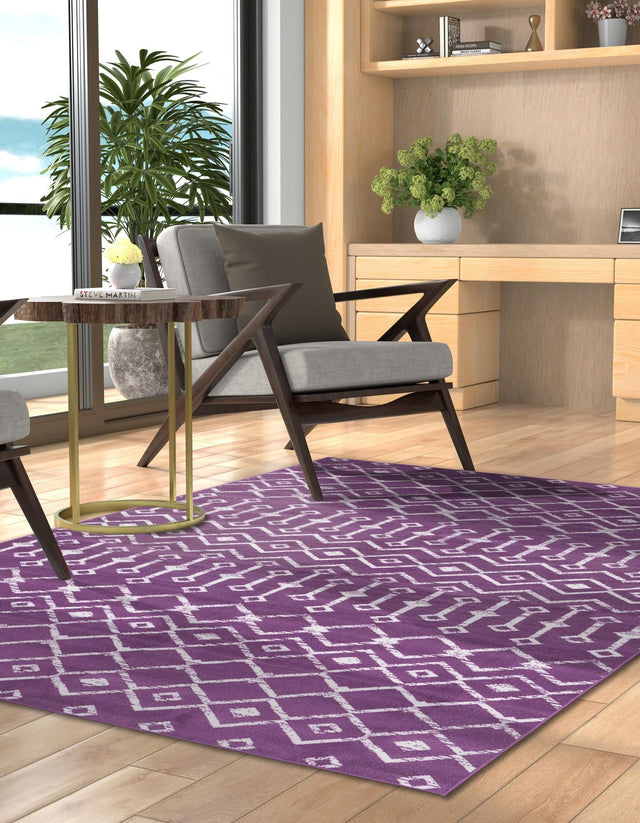 Violet 7' 1 x 10' Moroccan Trellis Rectangle Area Rug 100% Polypropylene Easy Clean Geometric Traditional Carpet for Interior Design Home Decor for Sale at Rug Engine