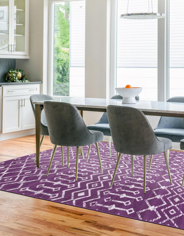 Violet 7' 10 x 11' Moroccan Trellis Rectangle Area Rug 100% Polypropylene Easy Clean Geometric Traditional Carpet for Interior Design Home Decor for Sale at Rug Engine