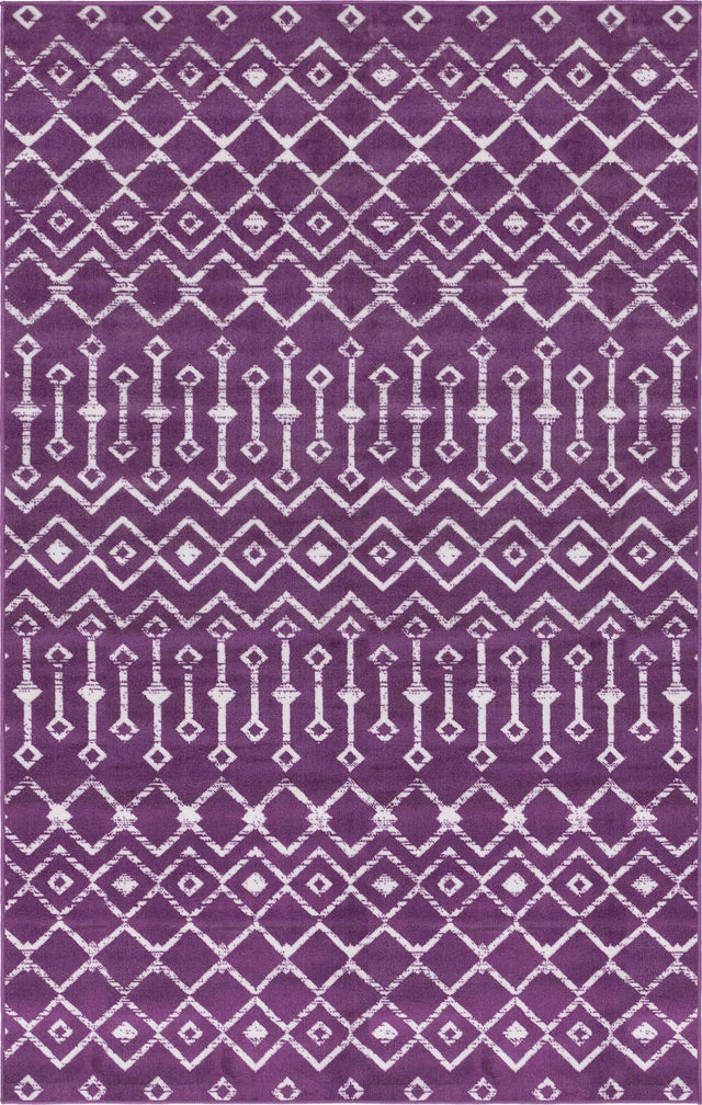 Violet 5' 3 x 8' Moroccan Trellis Rectangle Area Rug 100% Polypropylene Easy Clean Geometric Traditional Carpet for Interior Design Home Decor for Sale at Rug Engine