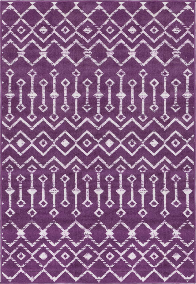 Violet 4' 1 x 6' 1 Moroccan Trellis Rectangle Area Rug 100% Polypropylene Easy Clean Geometric Traditional Carpet for Interior Design Home Decor for Sale at Rug Engine