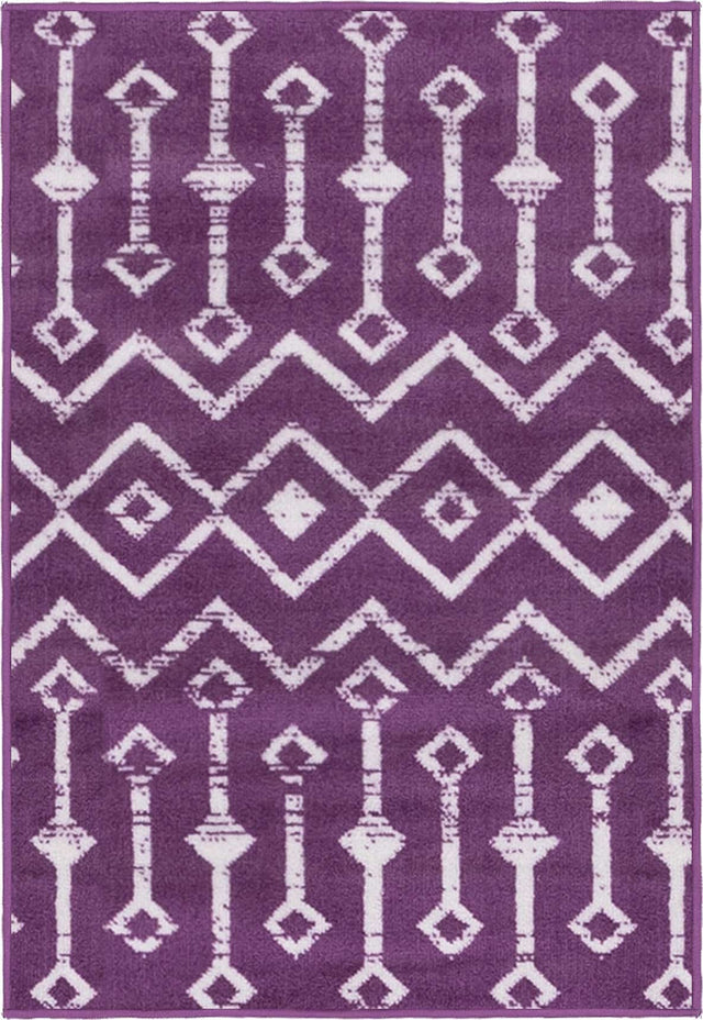 Violet 2' x 3' 1 Moroccan Trellis Rectangle Area Rug 100% Polypropylene Easy Clean Geometric Traditional Carpet for Interior Design Home Decor for Sale at Rug Engine