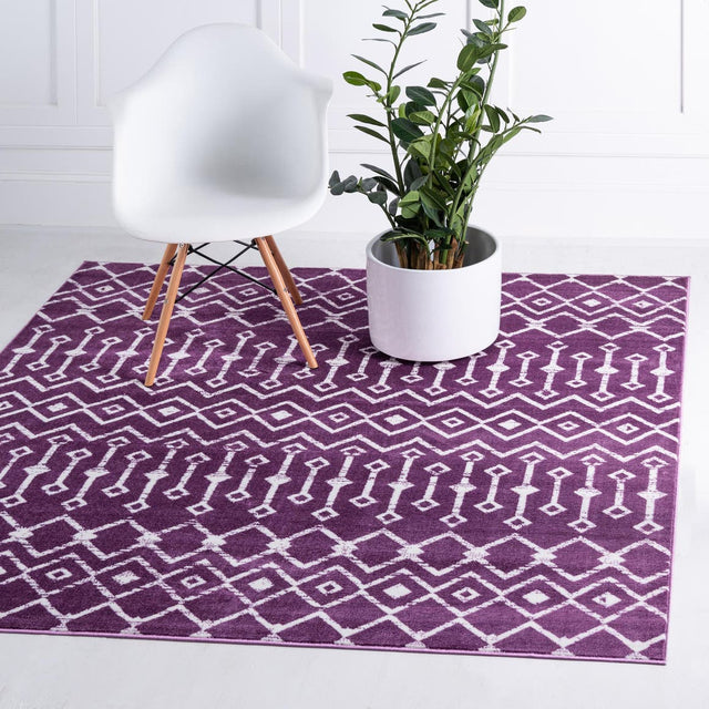 Violet 6' 1 x 6' 1 Moroccan Trellis Square Area Rug 100% Polypropylene Easy Clean Geometric Traditional Carpet for Interior Design Home Decor for Sale at Rug Engine