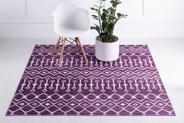 Violet 7' 10 x 7' 10 Moroccan Trellis Square Area Rug 100% Polypropylene Easy Clean Geometric Traditional Carpet for Interior Design Home Decor for Sale at Rug Engine