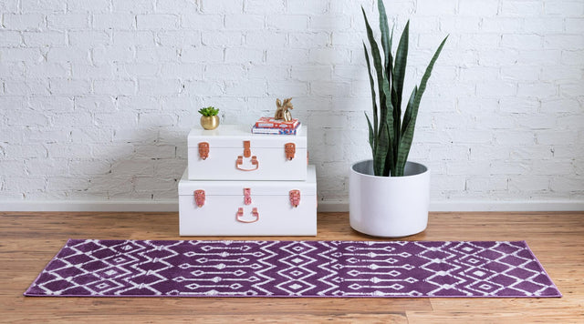 Violet 2' x 8' Moroccan Trellis Runner Area Rug 100% Polypropylene Easy Clean Geometric Traditional Carpet for Interior Design Home Decor for Sale at Rug Engine