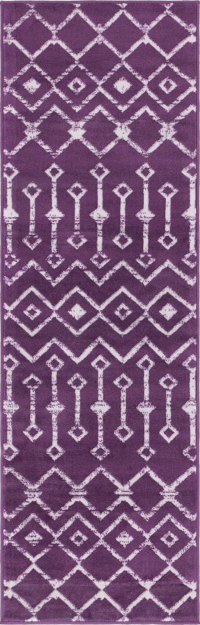 Violet 2' x 6' 7 Moroccan Trellis Runner Area Rug 100% Polypropylene Easy Clean Geometric Traditional Carpet for Interior Design Home Decor for Sale at Rug Engine