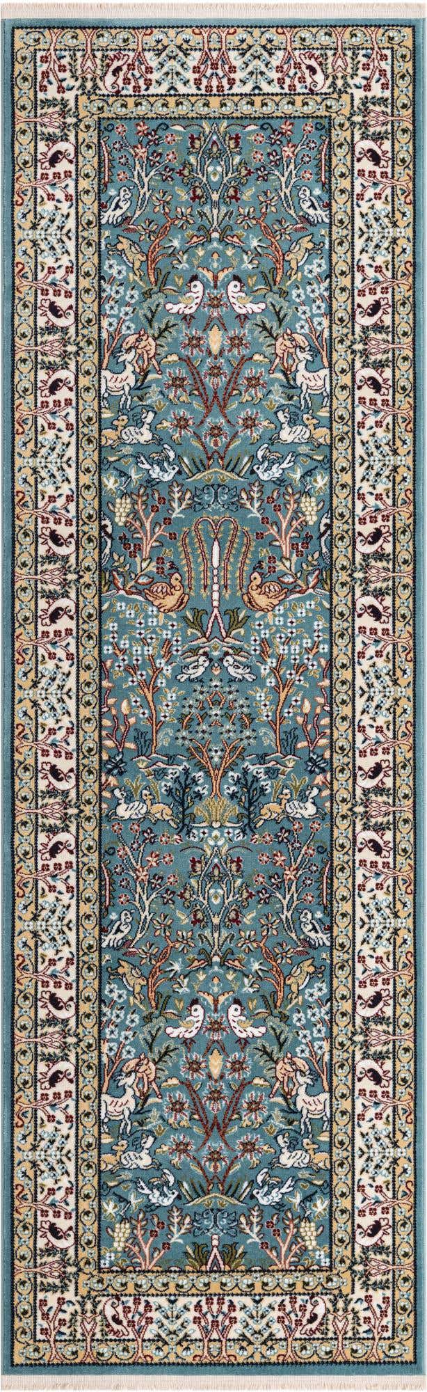 Blue 2' 7 x 8' Narenj Runner Area Rug 85% Polypropylene & 15% Polyester Traditional Classic Carpet for Living, Dining, Bedrooms, Office for Sale at Rug Engine